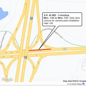 Daily lane closure planned next week on S.R. 46 in Columbus