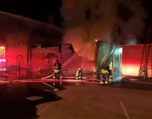 Columbus Fire Department fights downtown blaze