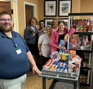 Our Hospice employee food drive collects over 500 pounds of donations