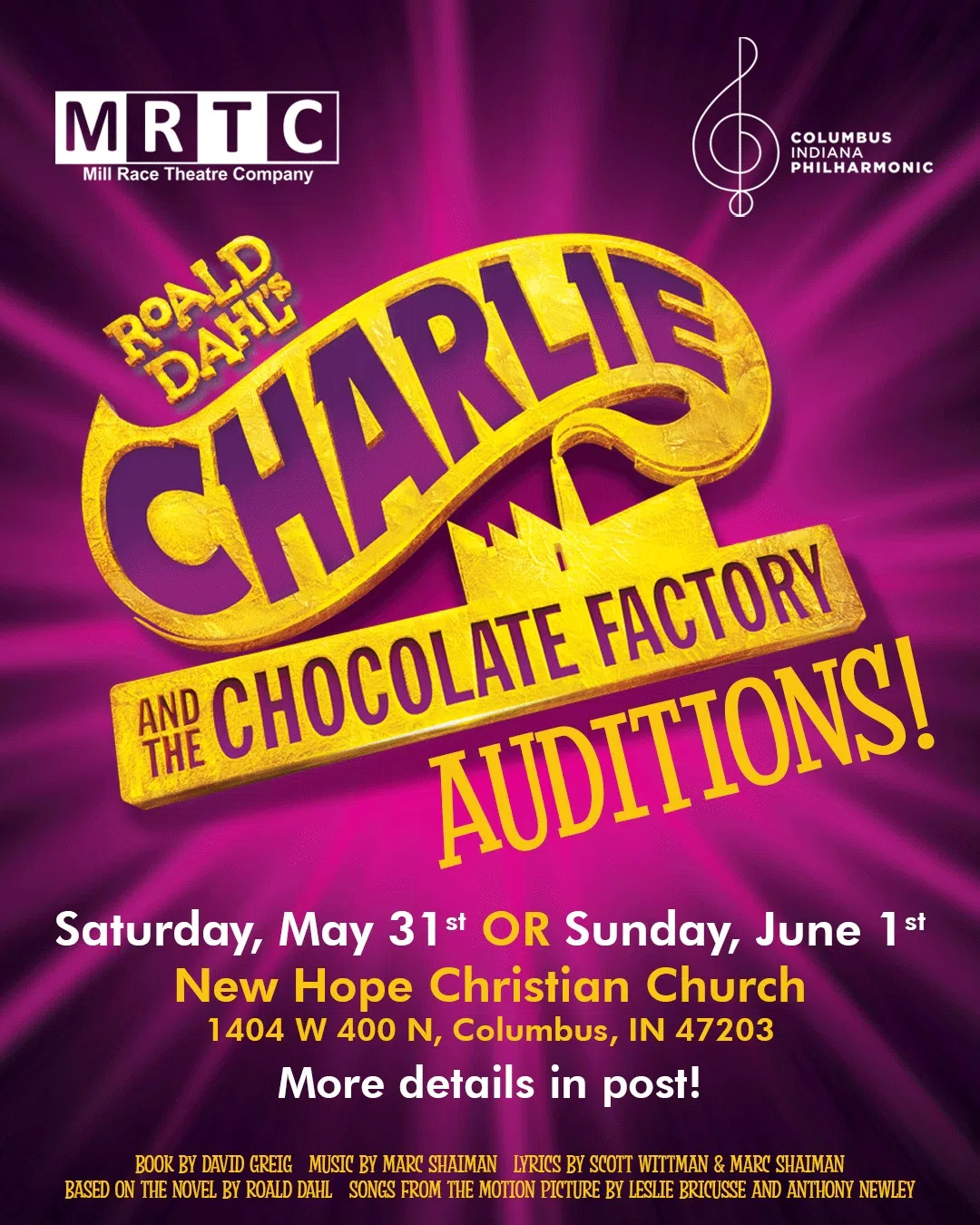Mill Race Theatre Company holds 'Charlie and the Chocolate Factory' auditions