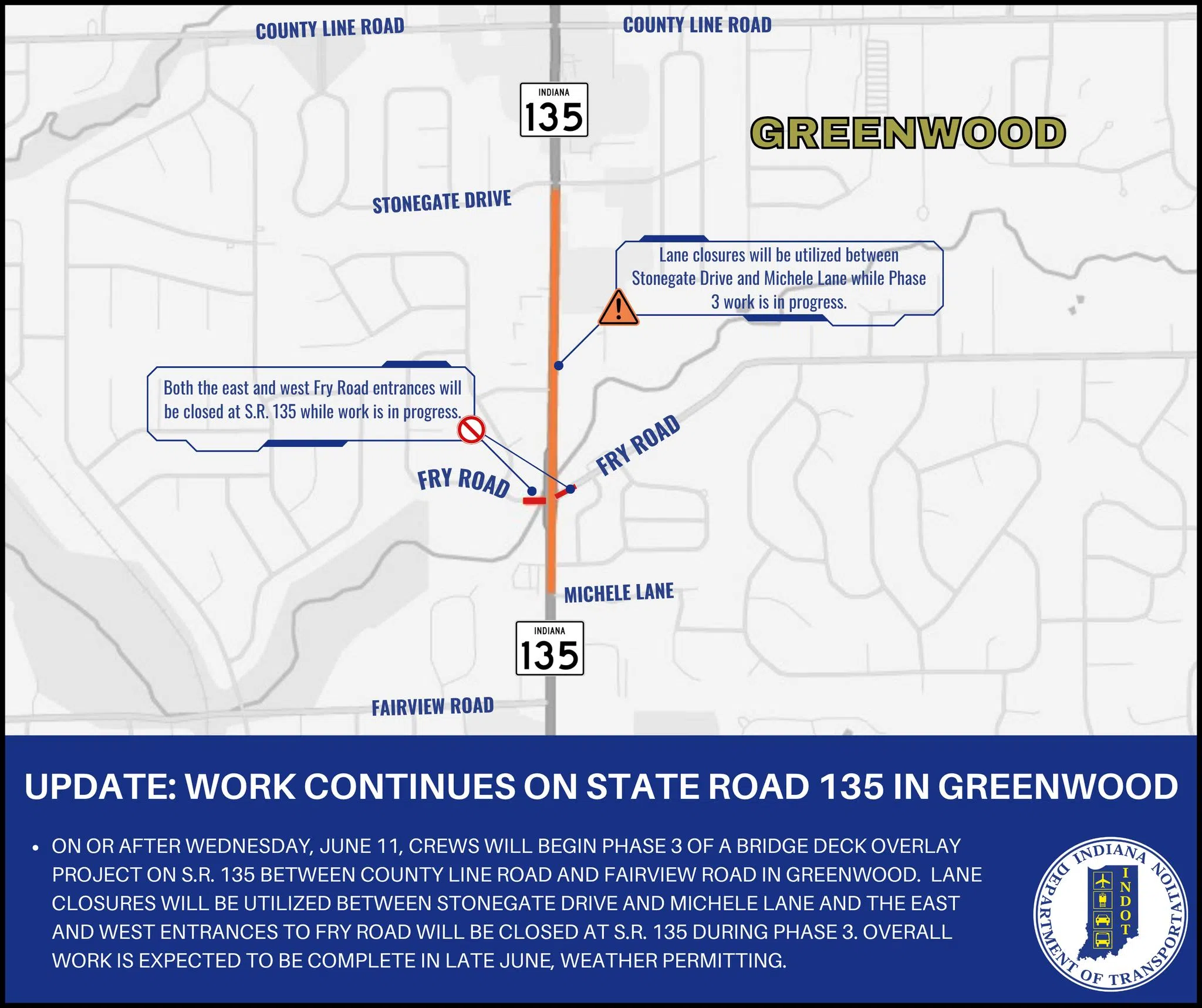 Bridge project continues on S.R. 135 in Greenwood