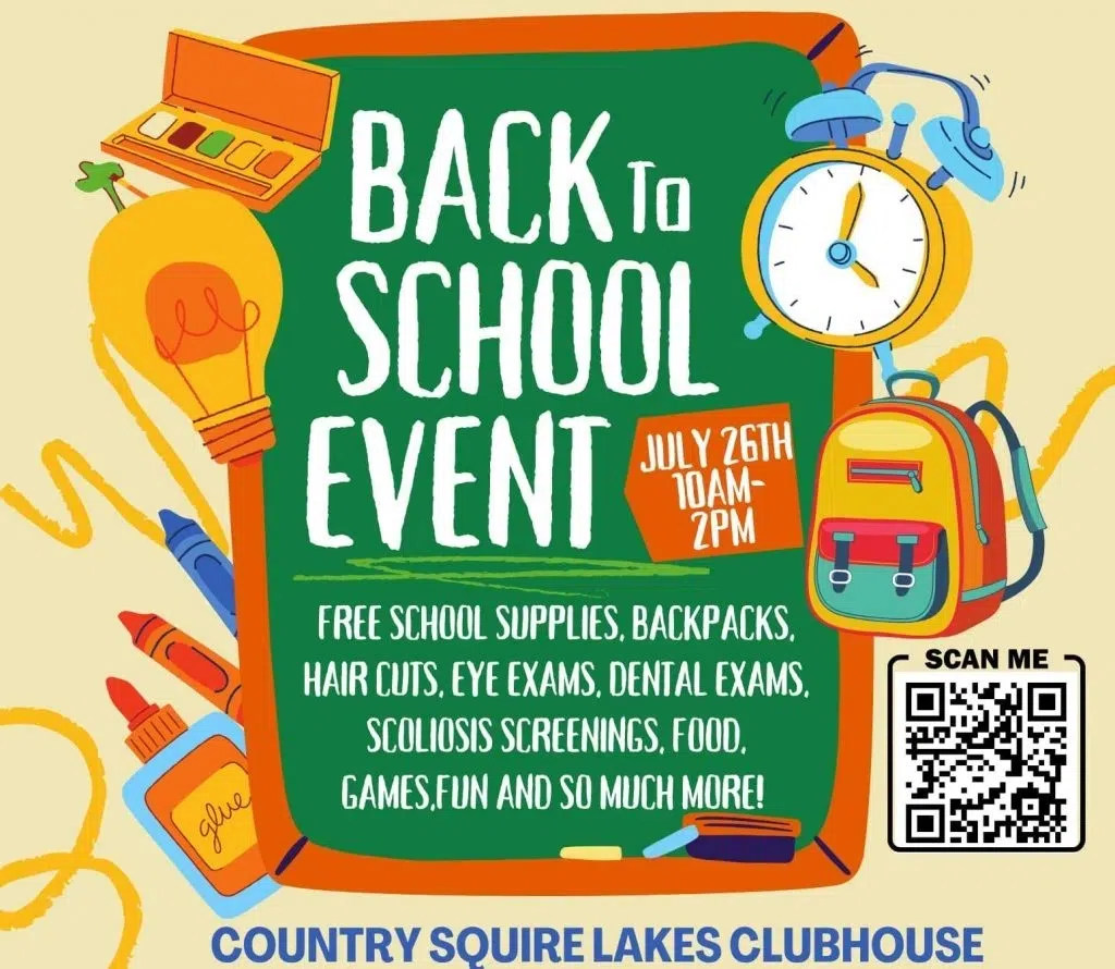 ‘Back to School’ event set for July 26 at Country Squire Lakes