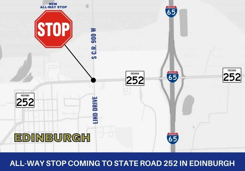 S.R. 252 reopens in Edinburgh, 4-way stop installed at Lind Drive/C.R. 900W