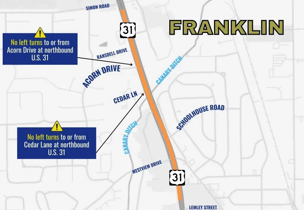 US 31 improvement work continues in Franklin