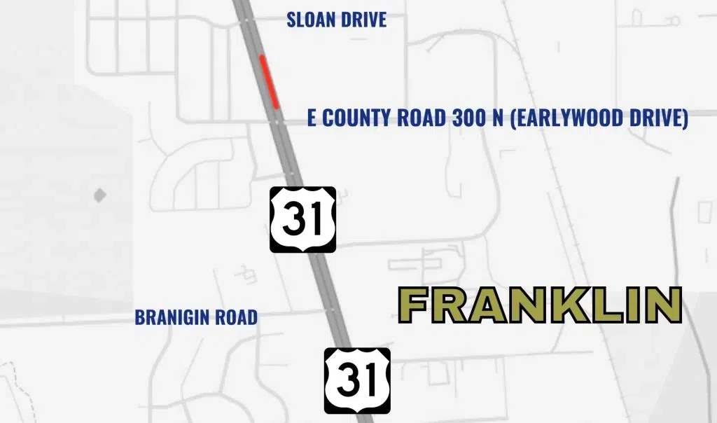 U.S. 31 near Earlywood Drive in Franklin closed overnight Wednesday