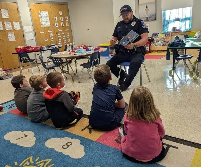 North Vernon Police visit St. Mary's for story time and safety talk