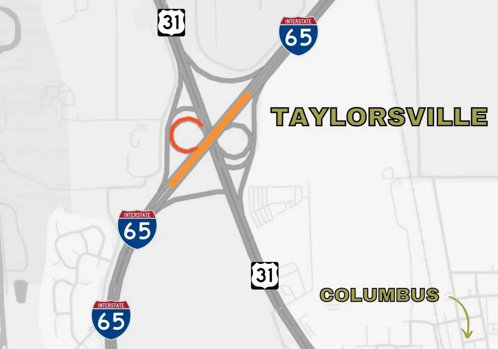 POSTPONED - Temporary lane, ramp closures start Friday night on I-65 near Taylorsville