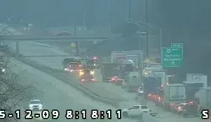 Semi carrying explosives caught fire, shuts down I-65 for several hours on Tuesday