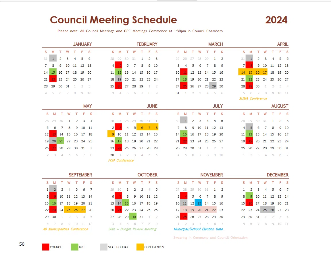 2024 Council, GPC meeting schedule | boom 101.9