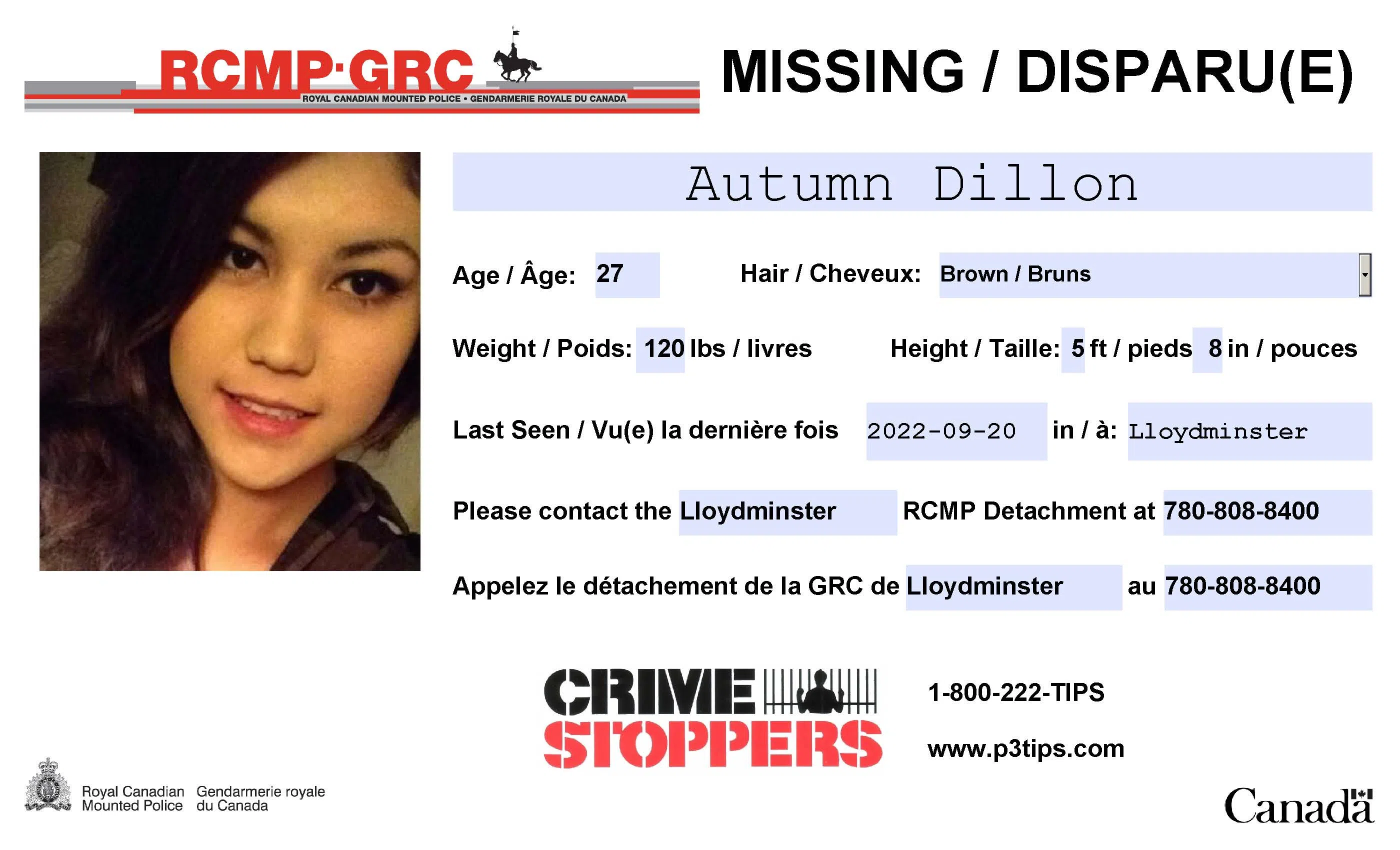 Lloydminster RCMP seek public assistance in locating missing female - update