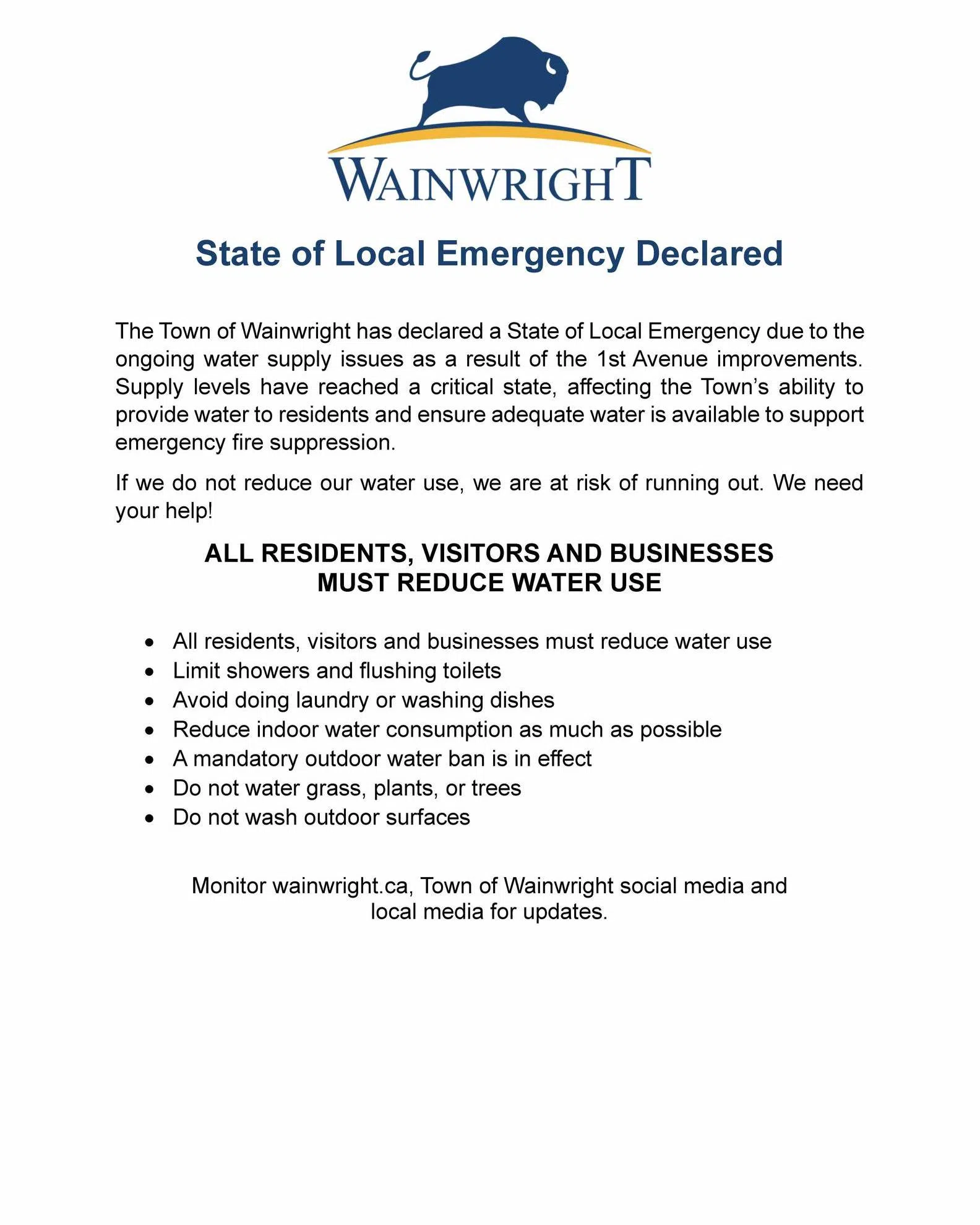 Wainwright - State of Local Emergency