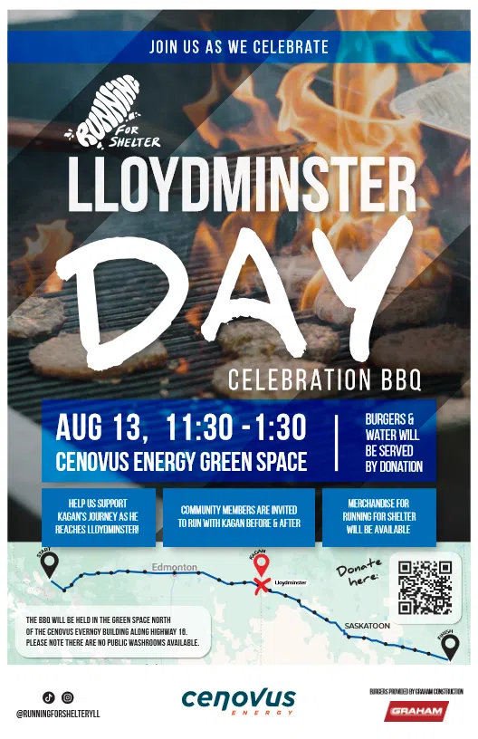 Kagan Kneen's "Running for Shelter" Reaches Lloydminster - Community BBQ Event August 13, 2024