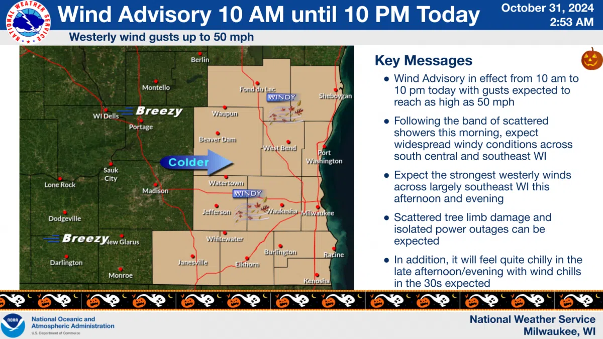 Halloween Winds to Howl NWS Issues Wind Advisory 1330 & 101.5 WHBL