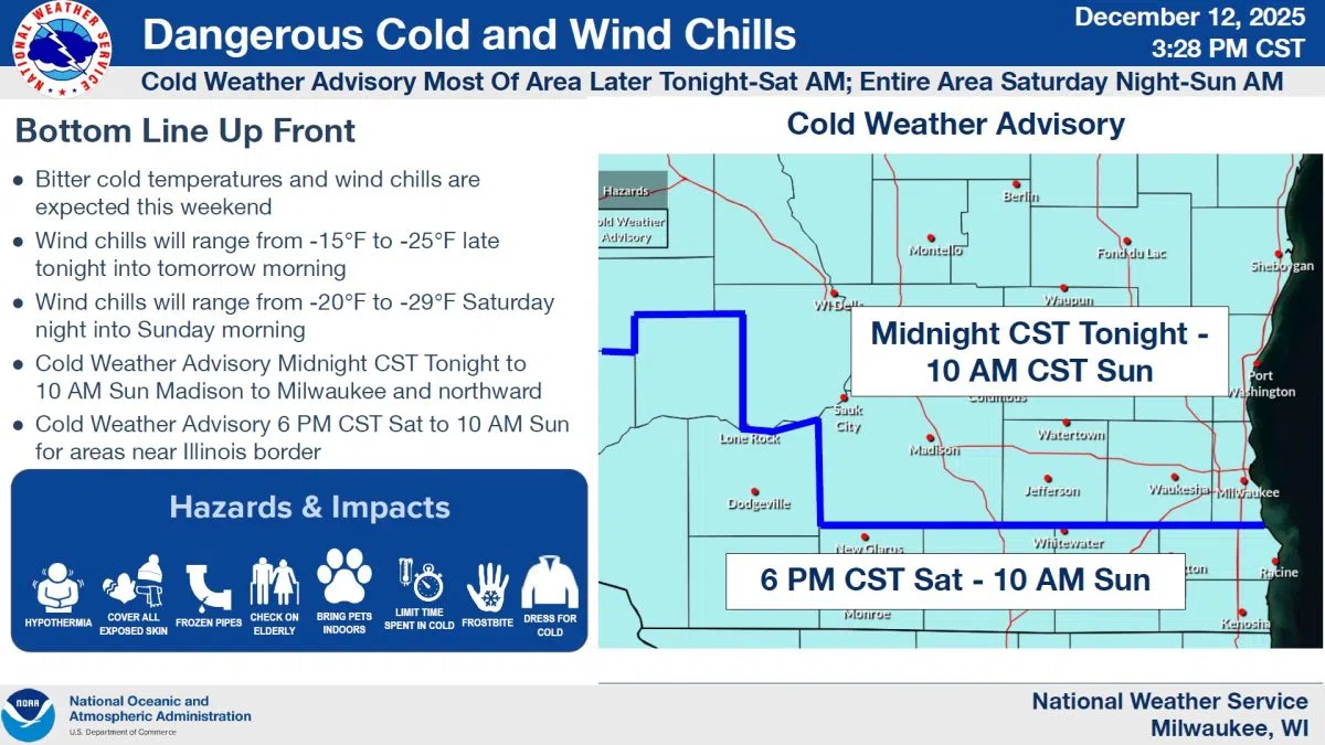A Cold Weather Advisory Now Extends From Midnight Tonight Until 10 AM Sunday
