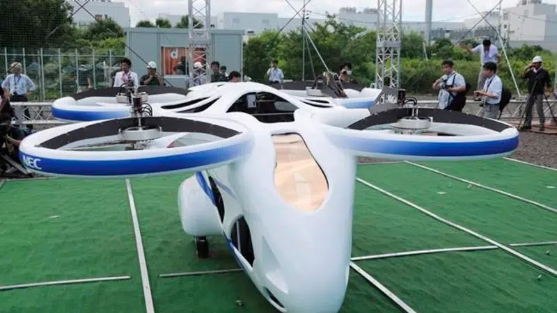 Japan s NEC shows flying car hovering steadily for minute