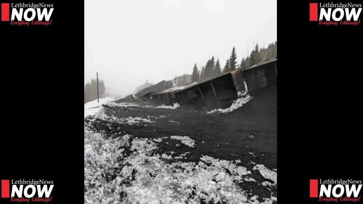 East Kootenay coal train derailment blocking roadway