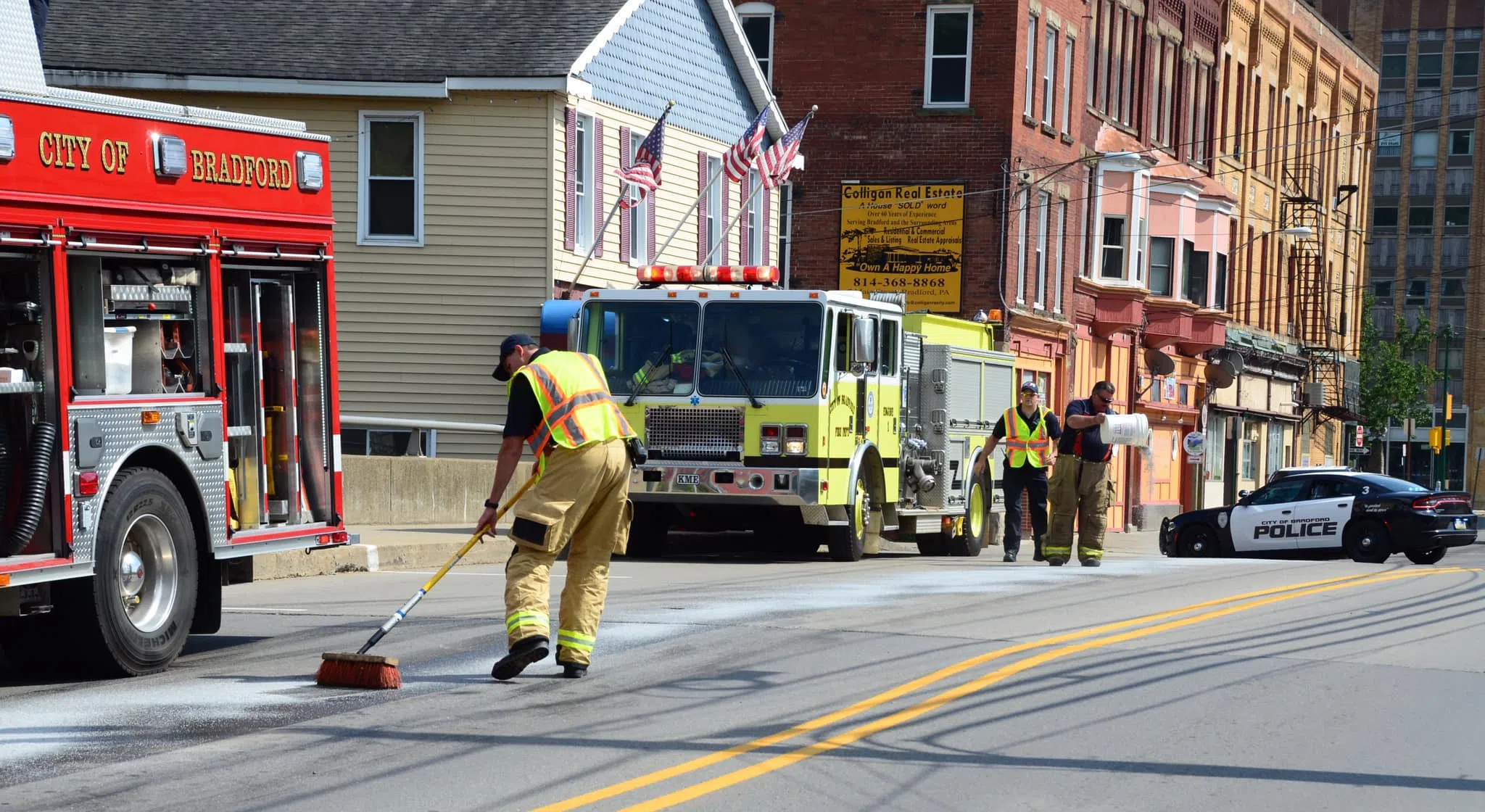 Firefighters Clean Up Spill