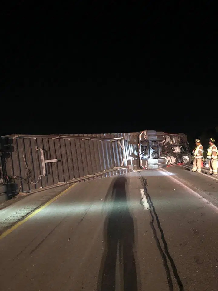 Tractor-Trailer Overturn on I-86