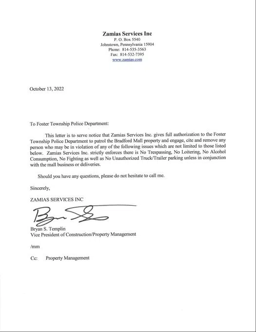 Foster Brook Cracking Down on Mall Loitering