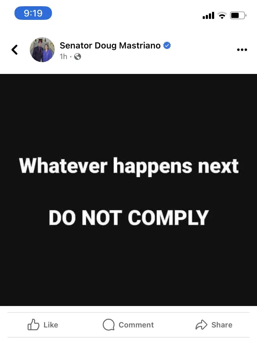 Mastriano Tells Supporters "DO NOT COMPLY"