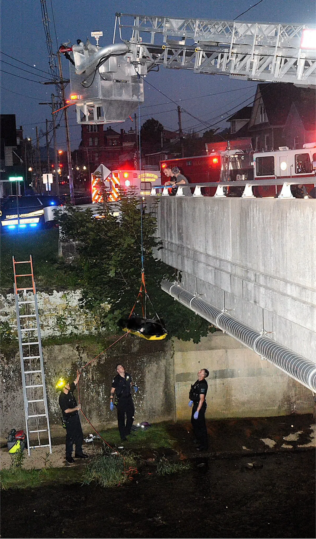 BFD Fire Dept Rescued Woman Who Jumped from Kennedy St Bridge Monday