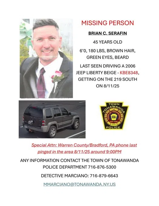 Missing Tonawanda Man Last Seen in Bradford