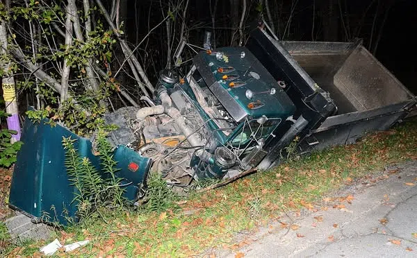 Dump Truck Crashes into Ditch Near Niles Hollow