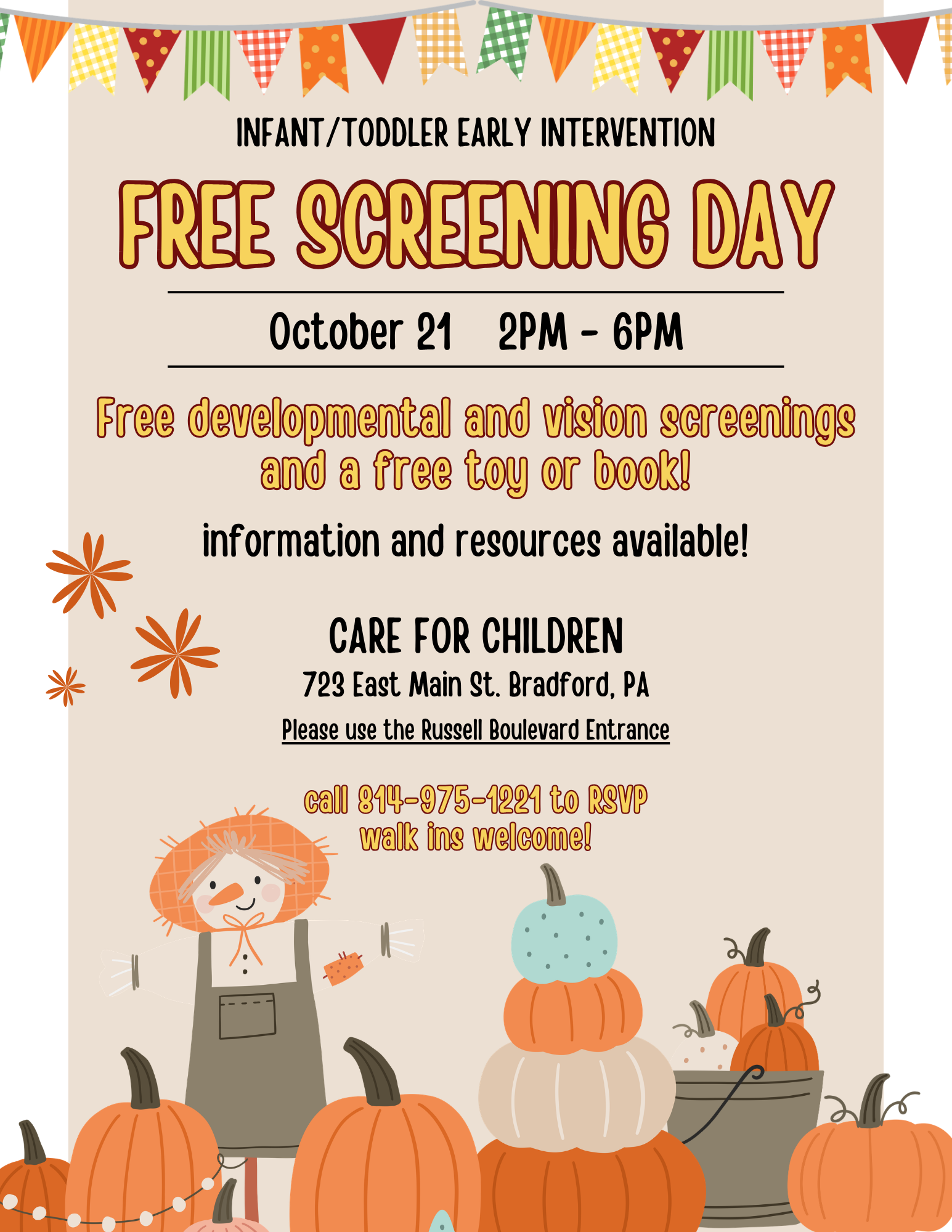 CARE for Children and McKean County Early Intervention to Offer Free Developmental Screenings