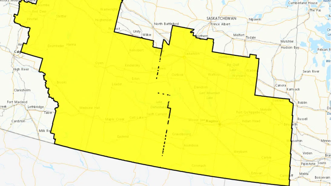 The City of Medicine Hat is under a Yellow Warning for snow squall and wind