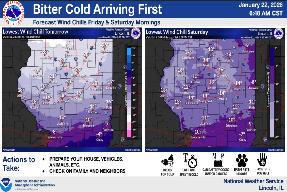Dangerous cold to arrive this weekend in central Illinois