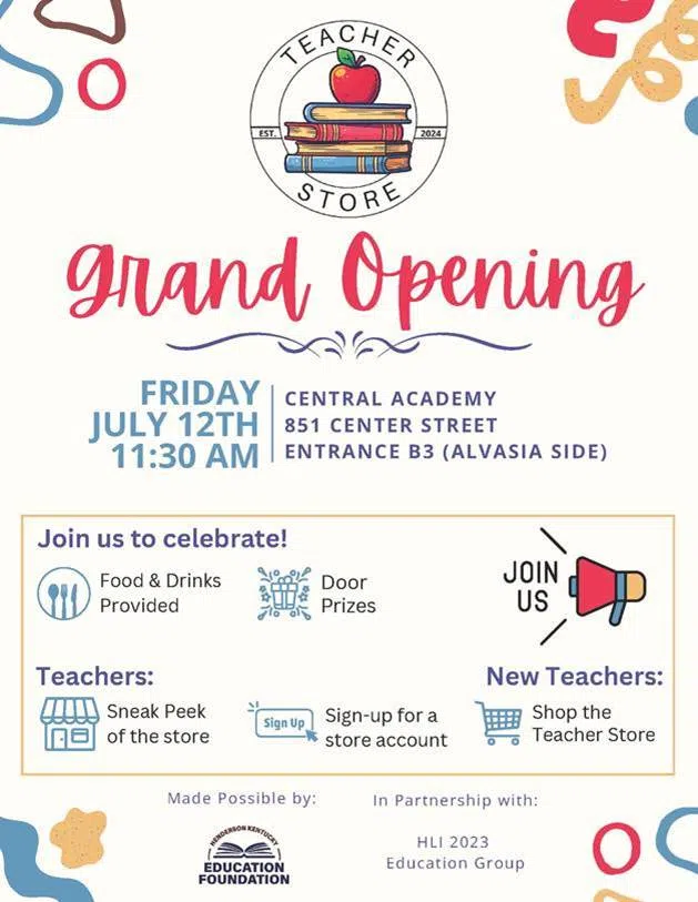 Teacher Store grand opening set for Friday, July 12th