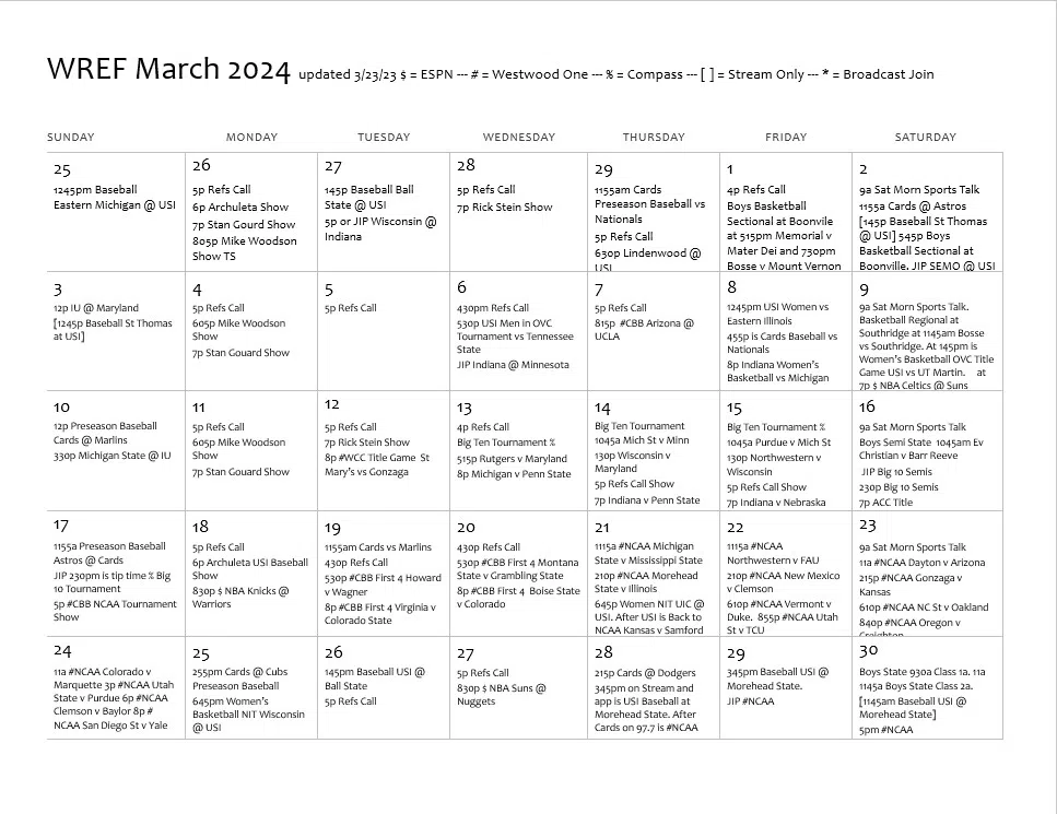 Espn 97 7 the ref sports calendar wref the ref