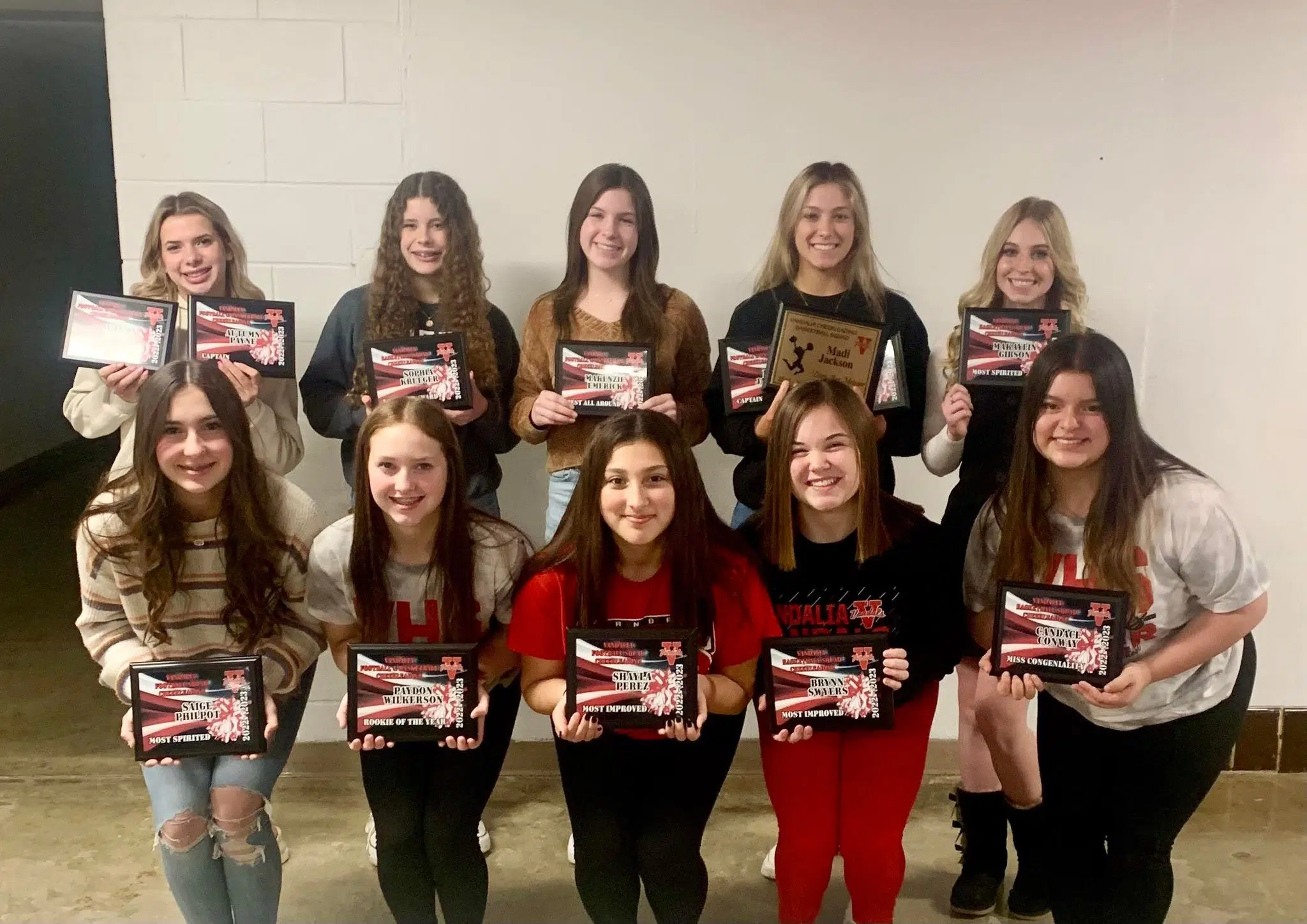 VCHS Cheer Awards for football and basketball cheerleading squads