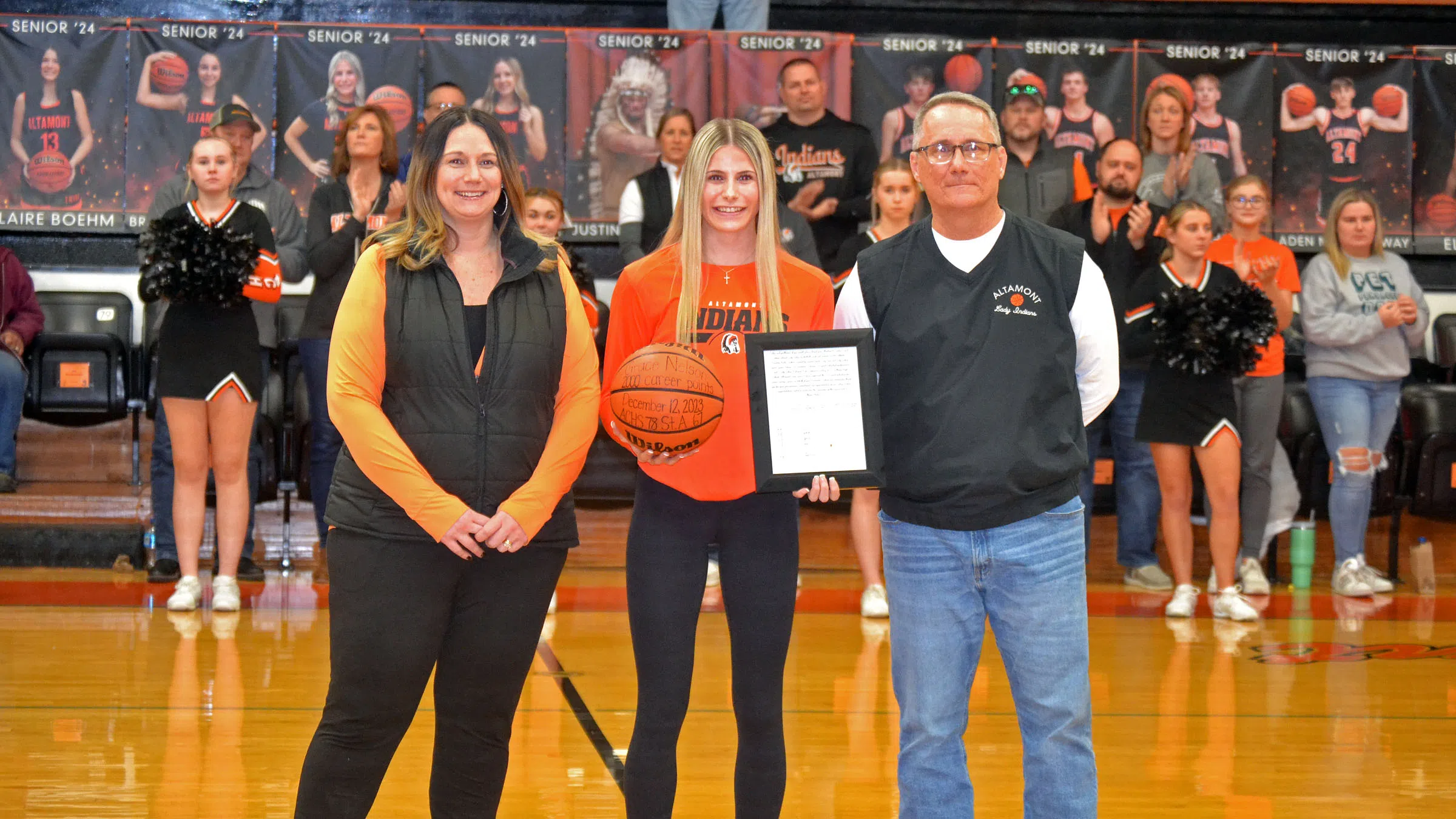 ACHS Honors Grace Nelson with 2,000th Career Point Game Ball