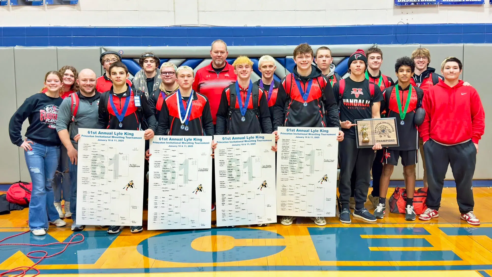Vandalia Wrestling Makes History Again, Wins First Princeton Invitational Title in School History