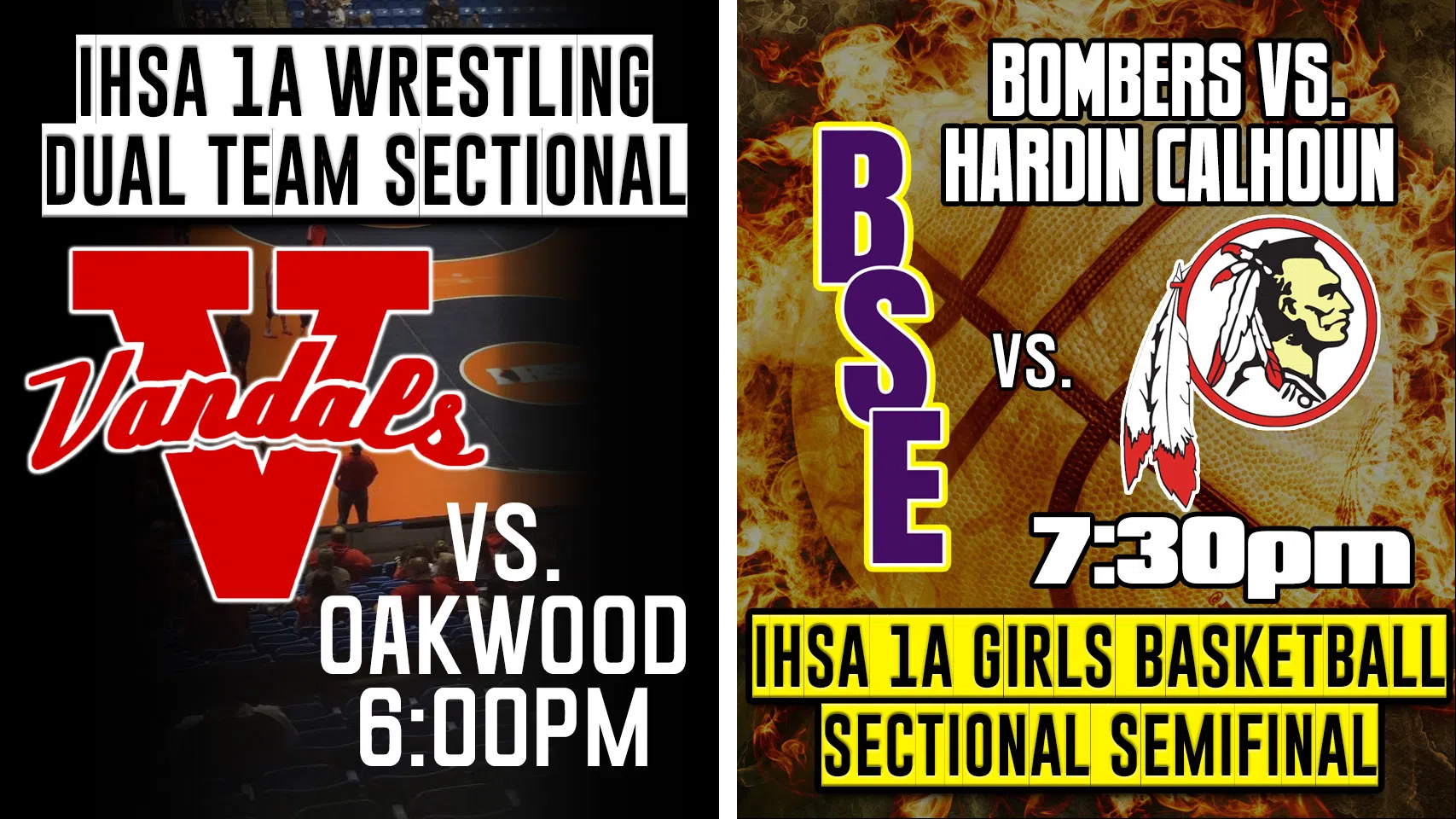 Vandals Wrestling in action tonight in Dual Team Sectional, BSE Girls Basketball at Sectional Semi-Finals—Both on WKRV