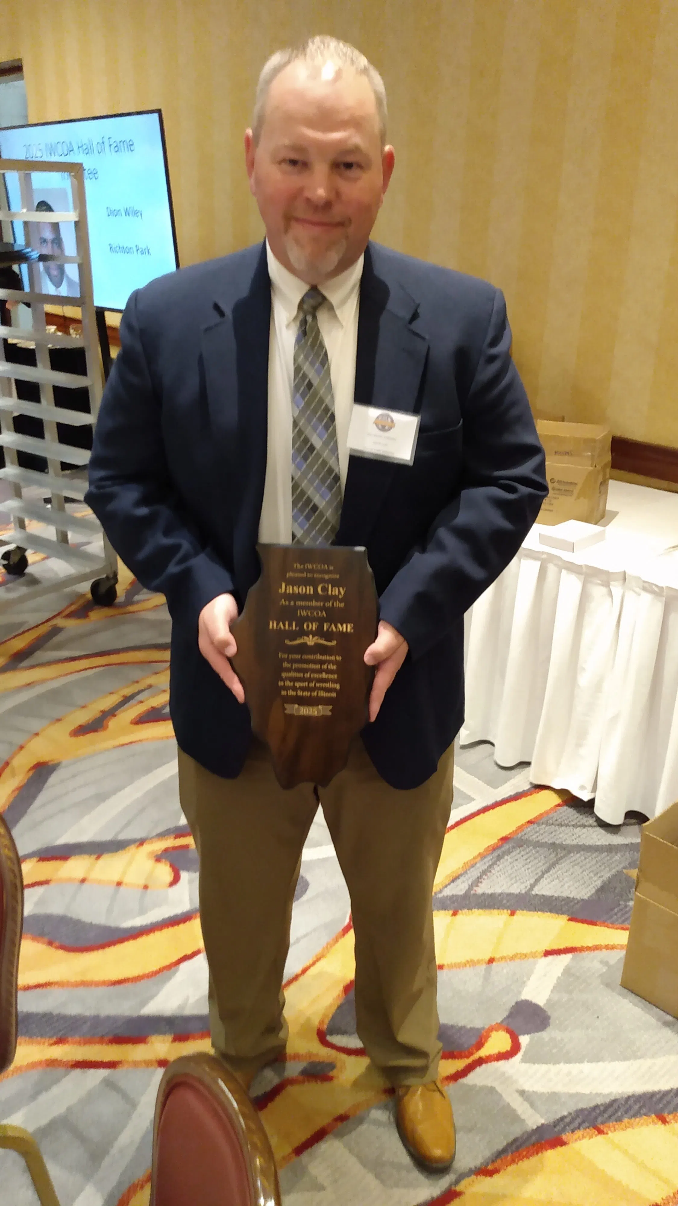 Jason Clay officially inducted into IWCOA Hall of Fame at annual Banquet Saturday