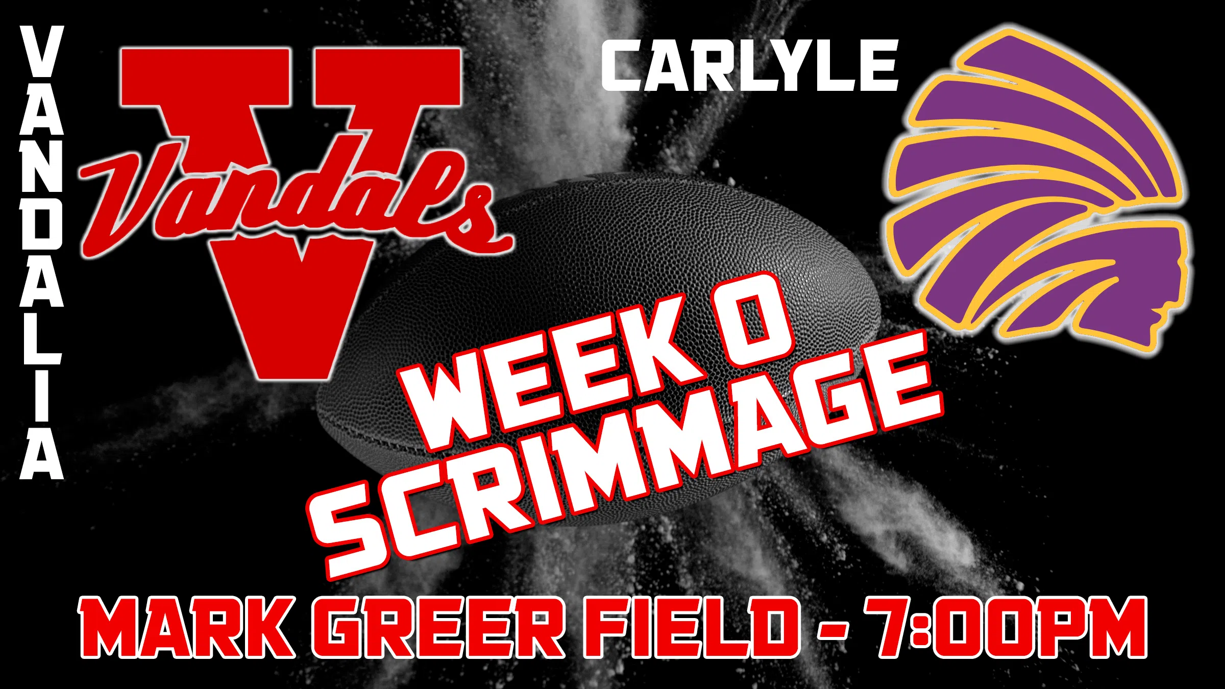 Vandals will hold “Week 0” Scrimmage tonight versus Carlyle at Mark Greer Field