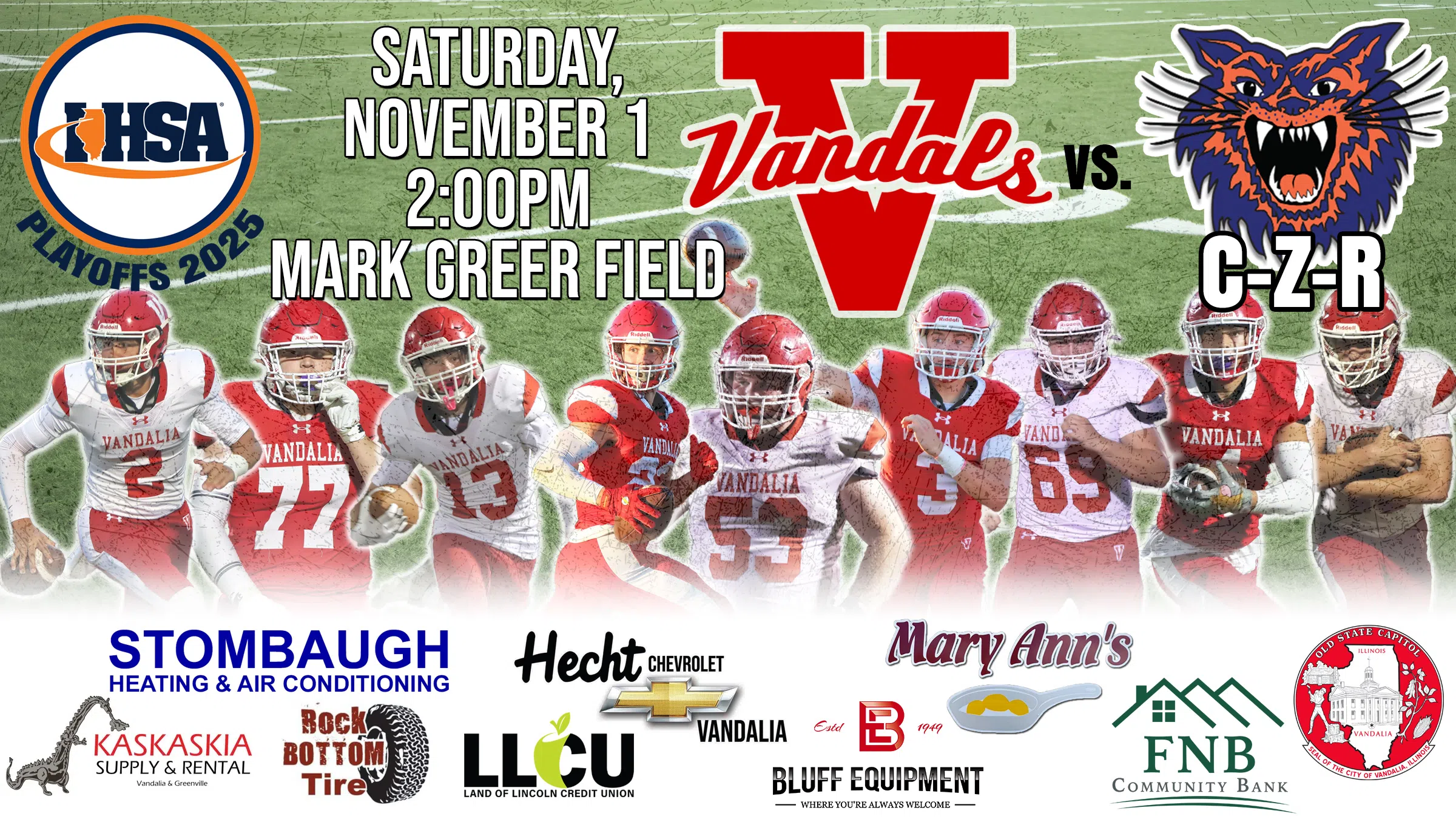 Vandals Football to host C-Z-R in Round One of the Playoffs on Saturday–Coach Clay talks more on the matchup