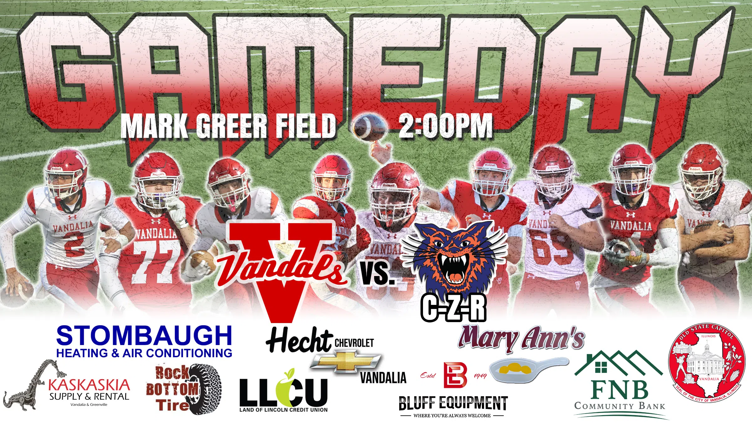 Vandals Football set to host CZRE Today in Round 1 of the Playoffs, Broadcast on WKRV