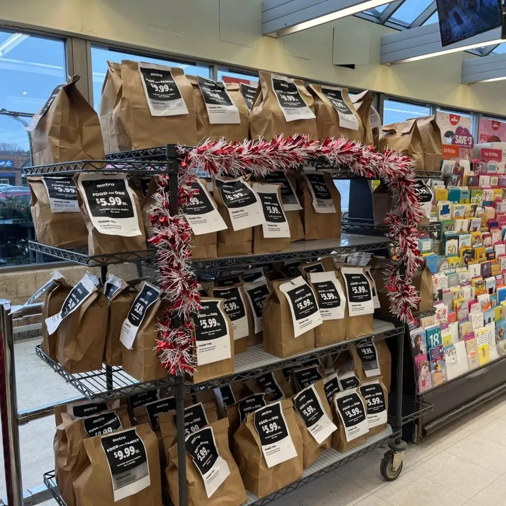 Food Drive Bags on a shelf