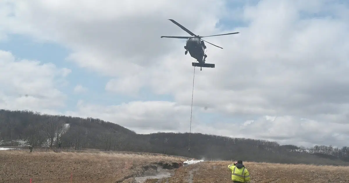 Cavalier Co. dam, fortified by sandbags, seems to be holding KNOX