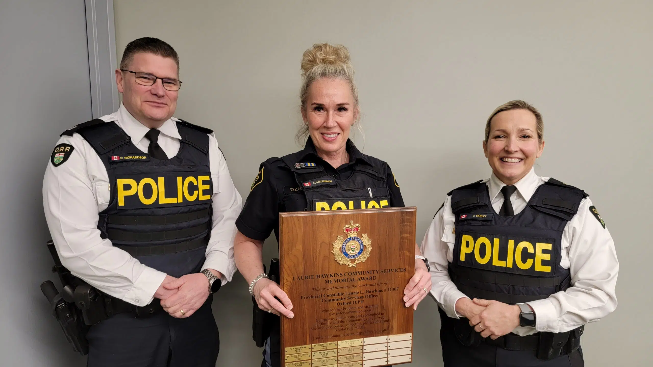 Wellington County OPP Constable Recieves 'Laurie Hawkins Community Services Memorial Award'