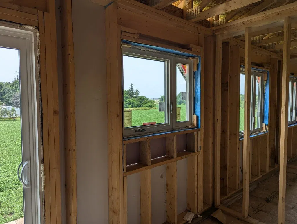 An image of the windows that have been installed in the Habitat for Humanity Build in Fergus.