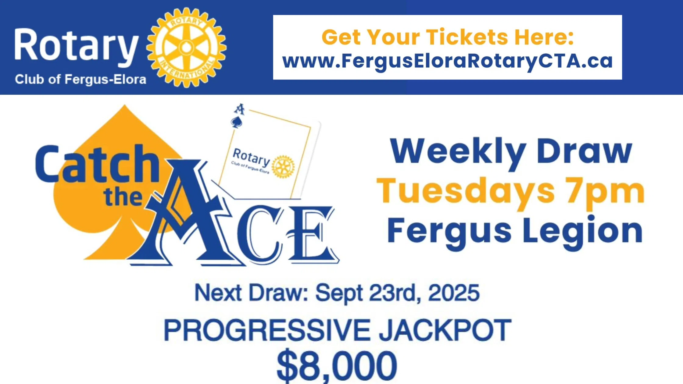 Catch the Ace with the Rotary Club of Fergus-Elora Update