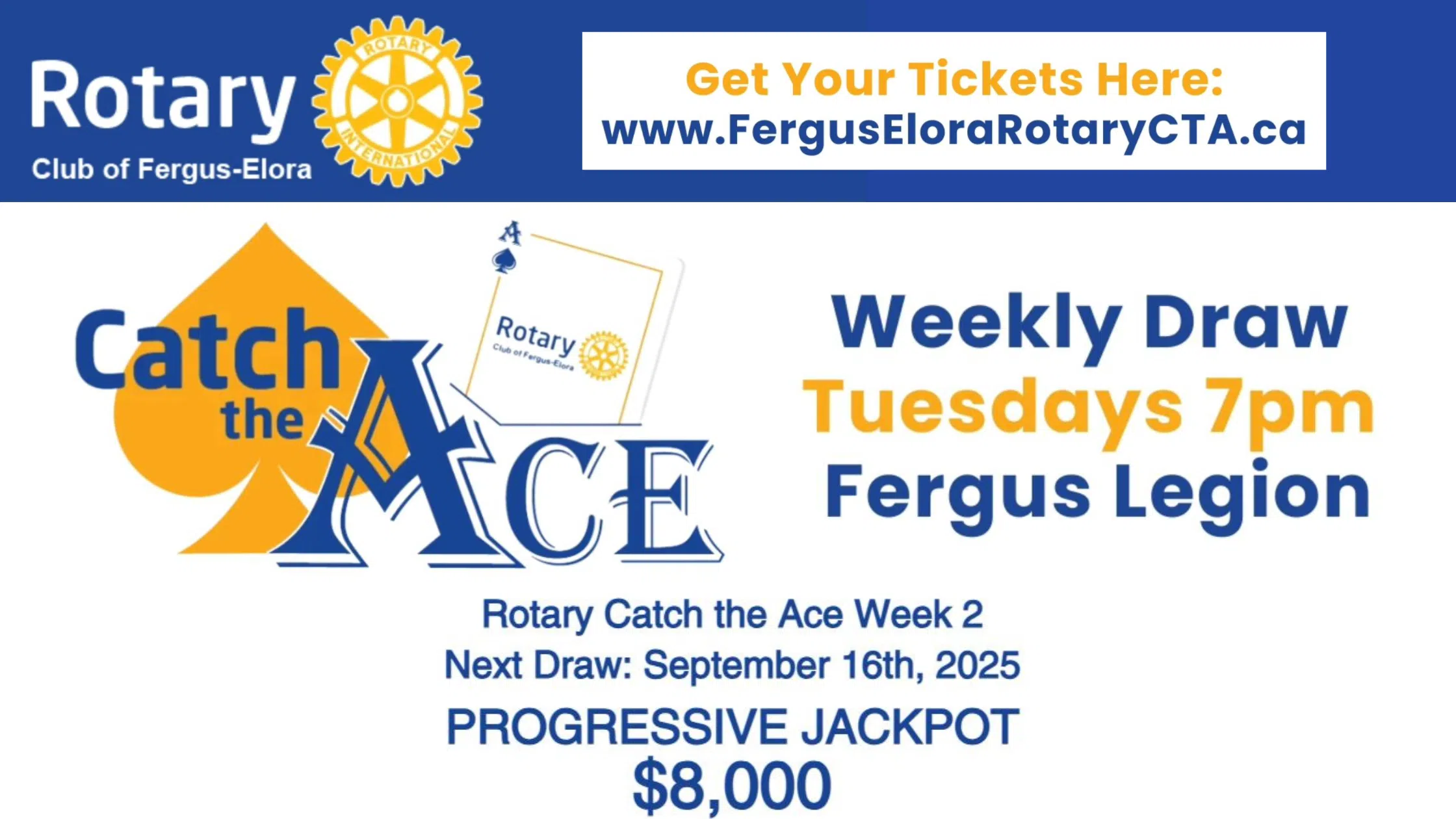 Catch the Ace with the Rotary Club of Fergus-Elora Update