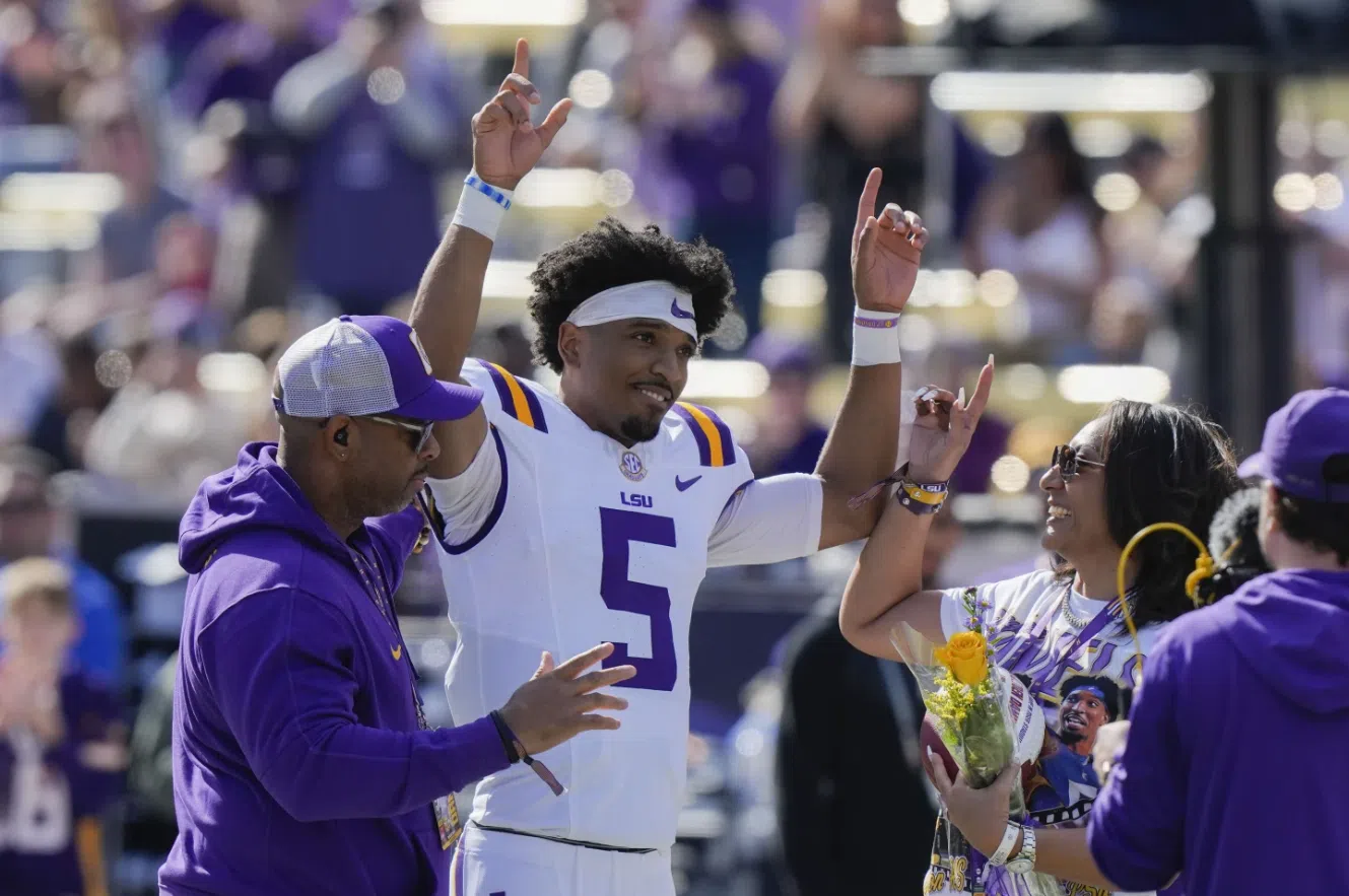 Jayden Daniels, the dazzling quarterback for LSU, is the AP college football player of the year