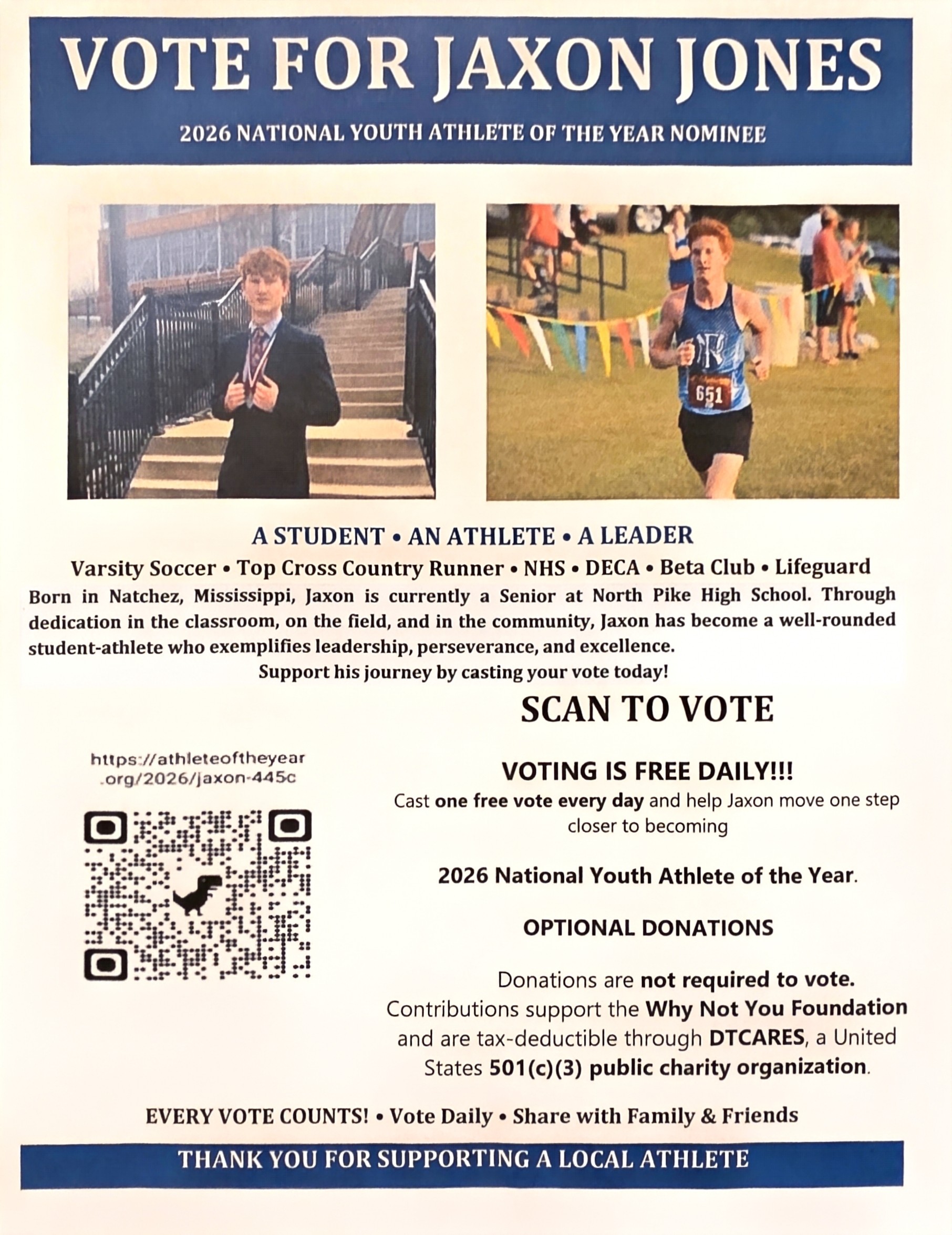 Natchez Native Jaxon Jones Seeks National Youth Athlete of the Year Title