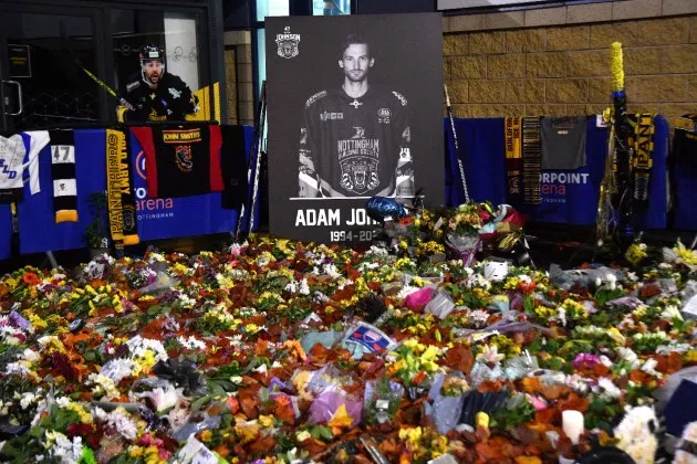 Adam Johnson's UK team retires his jersey number after the American  player's skate-cut death