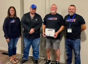  (L-R): Kristen Templeton, SWITA Transit Coordinator; Mark Lander, SWITA Transit Director; Mike Ames, SWITA Driver; John McCurdy, SWIPCO Executive Director.